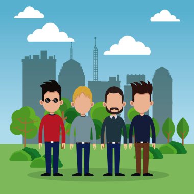 Grup adam park şehir arka plan