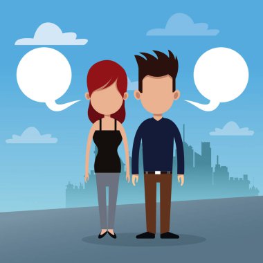 konuşma kentsel arka plan çift kabarcık