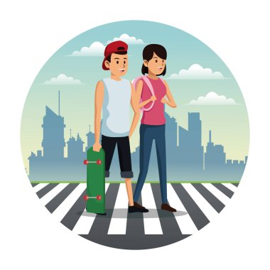 Çift geçiş sokak şehir arka plan