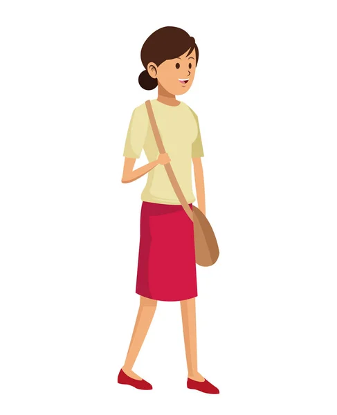 Falda y bolso casual mujer — Vector de stock