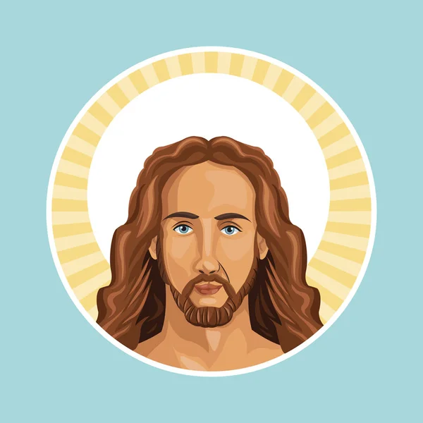 Retrato jesus christ carimbo — Vetor de Stock