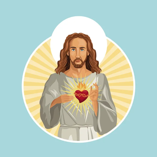 Jesus christ sacred heart stamp — Stock Vector