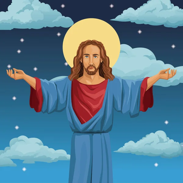 Jesus christ religioso bendito noche fondo — Vector de stock