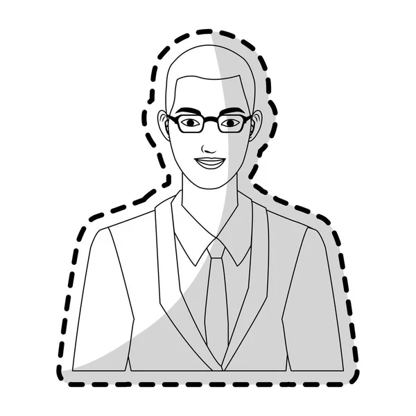 Handsome young man icon image black line — Stock Vector