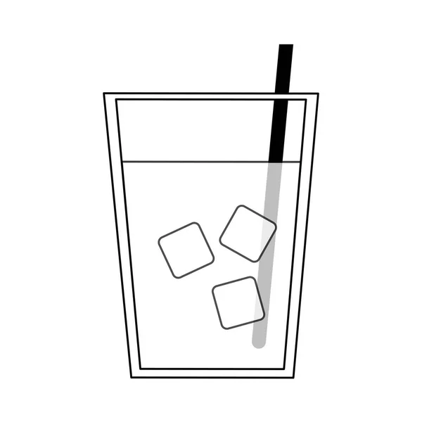 Bebida clara com imagem de ícone de gelo e palha — Vetor de Stock