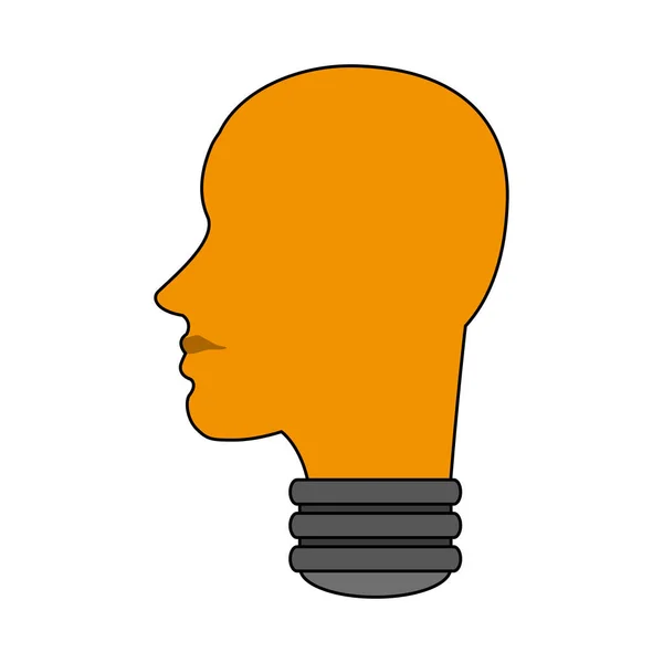 人間の頭の形電球アイデア アイコン画像 — ストックベクタ