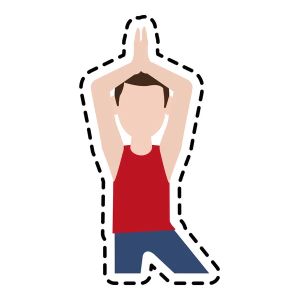 Člověk dělá jóga yogi obrázek ikony — Stockový vektor