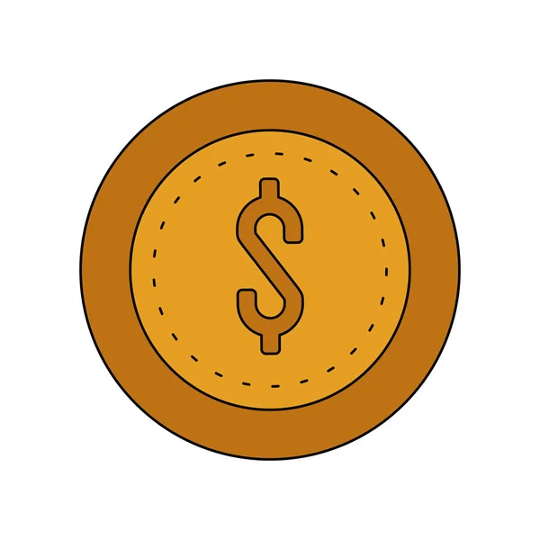 Munt geld pictogramafbeelding — Stockvector