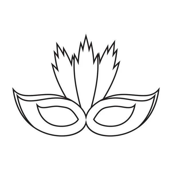 Carnival mask med fjädrar tunn linje — Stock vektor