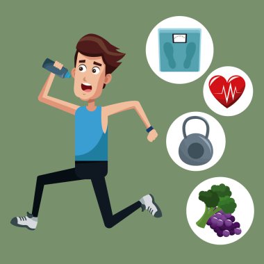 Spor simgeleri koşan sağlıklı adam