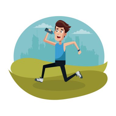 şişe su çalışan spor adamı