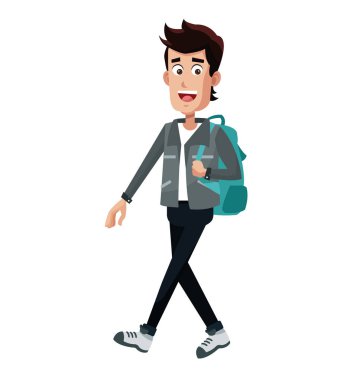 Sırt çantalı genç adam.