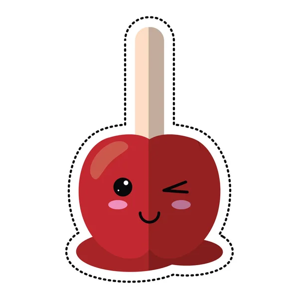 Cartoon candy apple med pinne — Stock vektor