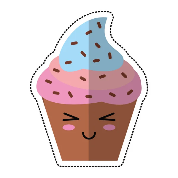 Dessin animé cupcake dessert doux — Image vectorielle