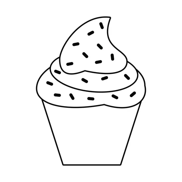 Cupcake dulce postre delgada línea — Archivo Imágenes Vectoriales