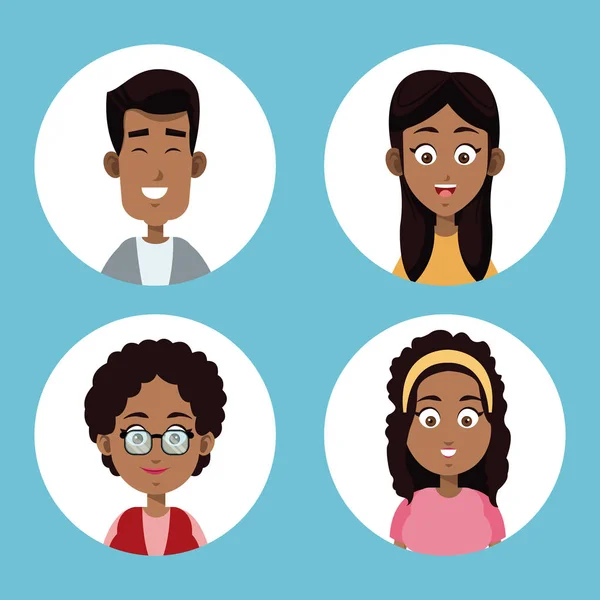 Familia de grupo afroamericana — Vector de stock