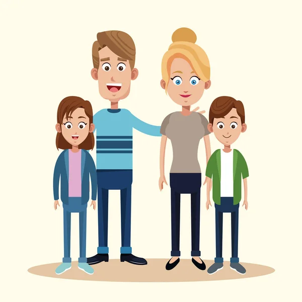 Parents with son daughter together — Stock Vector
