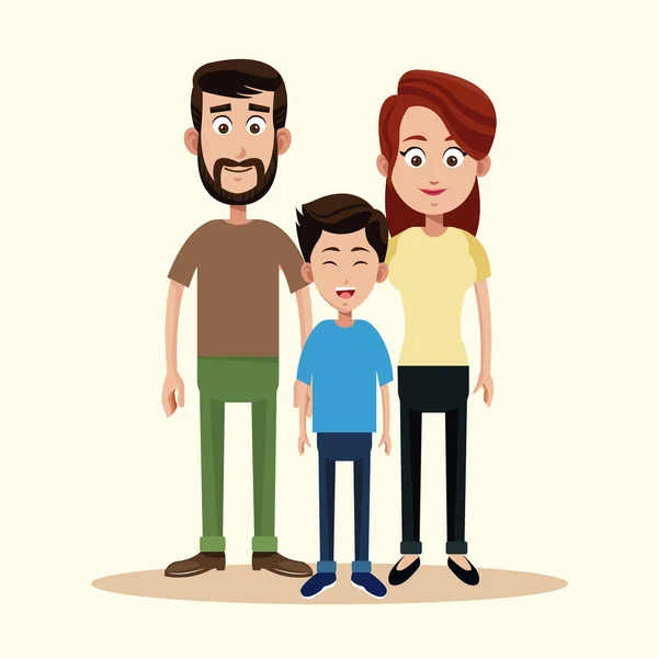 Père mère et fils famille — Image vectorielle