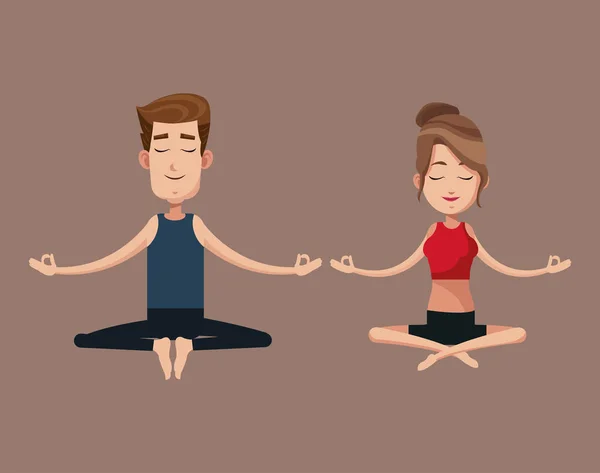 Paar yoga inspanninstraining — Stockvector