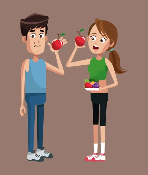 Spor çift elma diyet — Stok Vektör