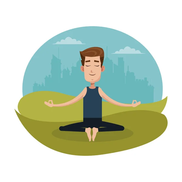 Man die zich voordeed yoga meditatie — Stockvector