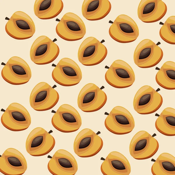 Aprikos skiva frukt sömlösa mönster — Stock vektor