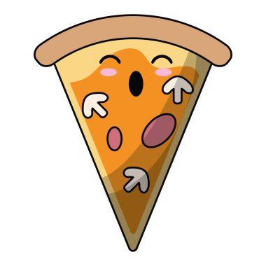 Kawaii lezzetli pizza slice simgesinin