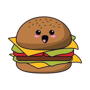 Kawaii burger lokanta simgesi