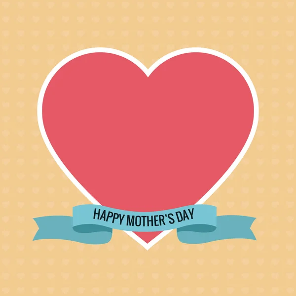 Feliz madre día rosa corazón cinta — Vector de stock