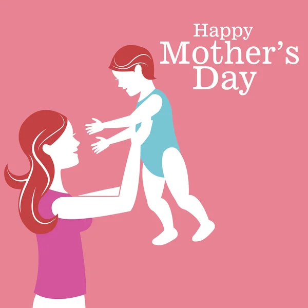 Glückliche Mütter Tag Mutter trägt Baby — Stockvektor