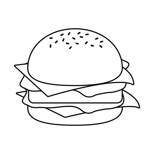 Burger fast food thin line — Stock Vector