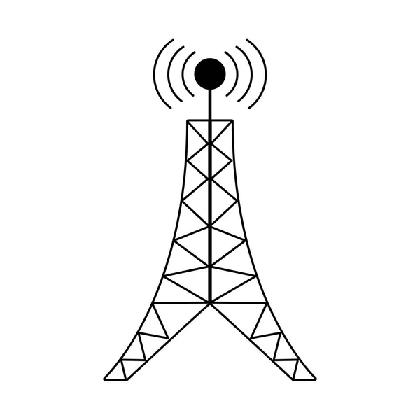 Antena torre transmissão conexão pictograma —  Vetores de Stock