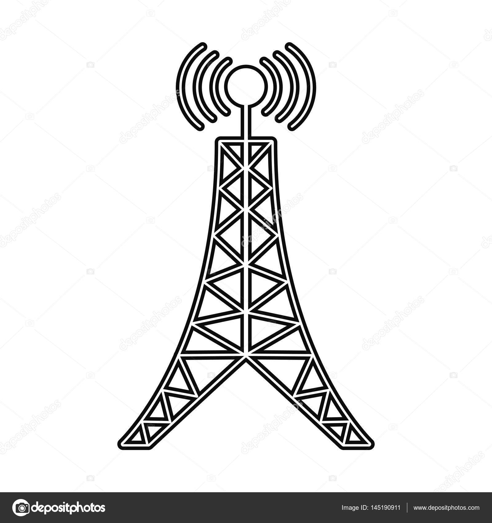 Antena, símbolo de torre de radio,: vector de stock (libre de