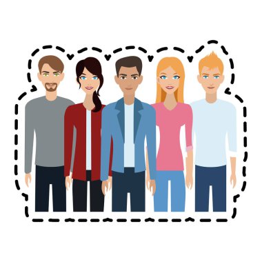 atractive kadın ve erkek simge görüntüsünü grup