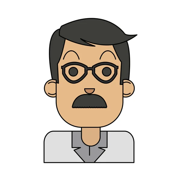 Mann mittleren Alters mit Brille und Schnurrbart — Stockvektor