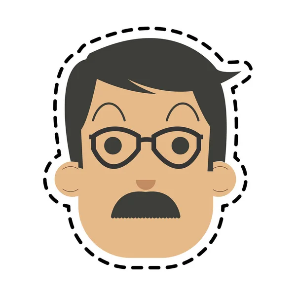 Homem de meia idade com óculos e bigode ícone imagem — Vetor de Stock