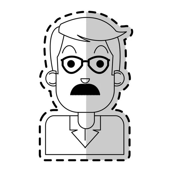 Homem de meia idade com óculos e bigode ícone imagem vetor illus — Vetor de Stock
