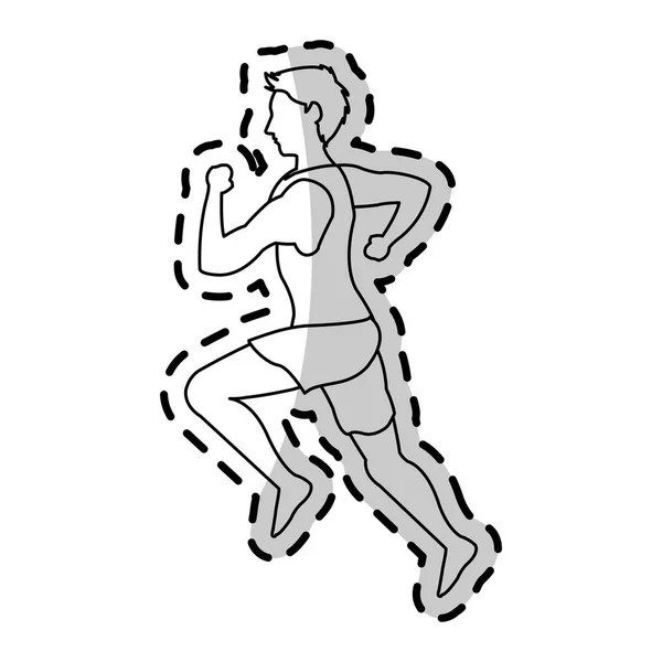 Correndo homem esporte ou ícone de saúde imagem — Vetor de Stock