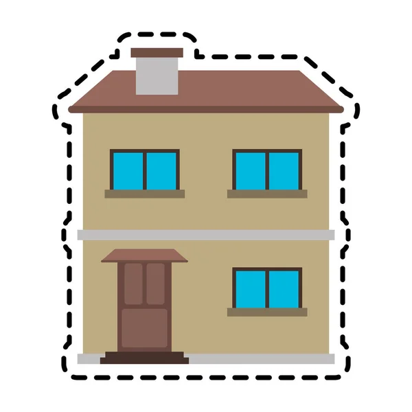 Deux étages maison de famille icône image — Image vectorielle