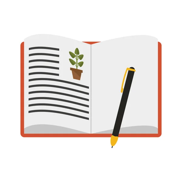 Libro y lápiz icono — Vector de stock