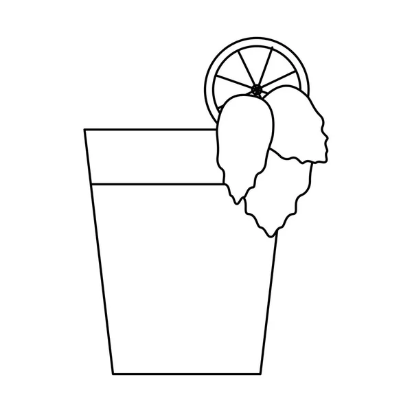 Cocktail in verfraaid glas pictogramafbeelding — Stockvector