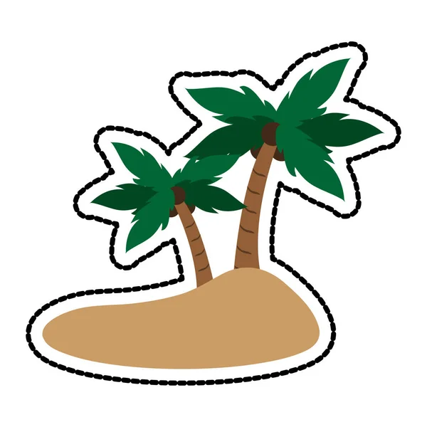 Νησί με Φοίνικα δέντρα εικονίδιο εικόνας — Διανυσματικό Αρχείο