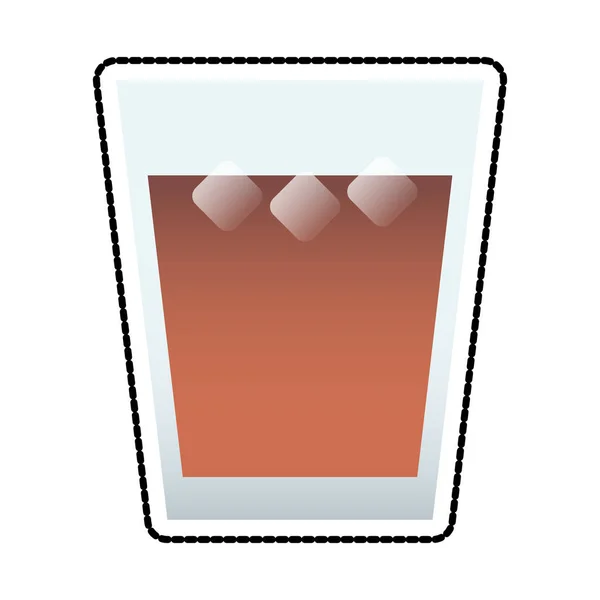 Bebida escura em vidro com imagem de ícone de gelo — Vetor de Stock
