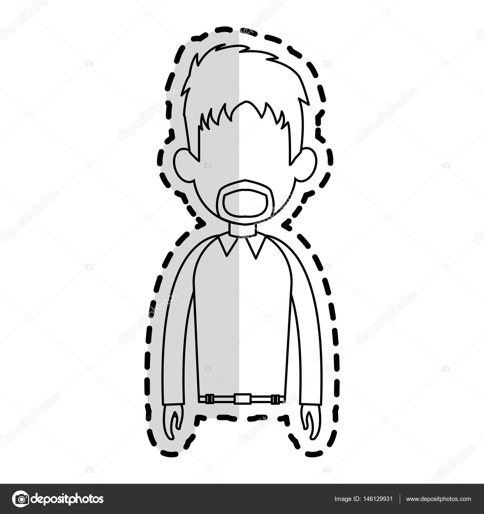 Uomo senza volto con trasandato capelli e barba fumetto icona immagine vettoriale illustrazione disegno adesivo — Vettoriali di jemastock