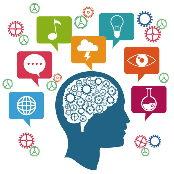 Profile head brain thinking innovation — Stock Vector