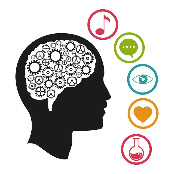 Head brain knowlegdge social media — Stock Vector
