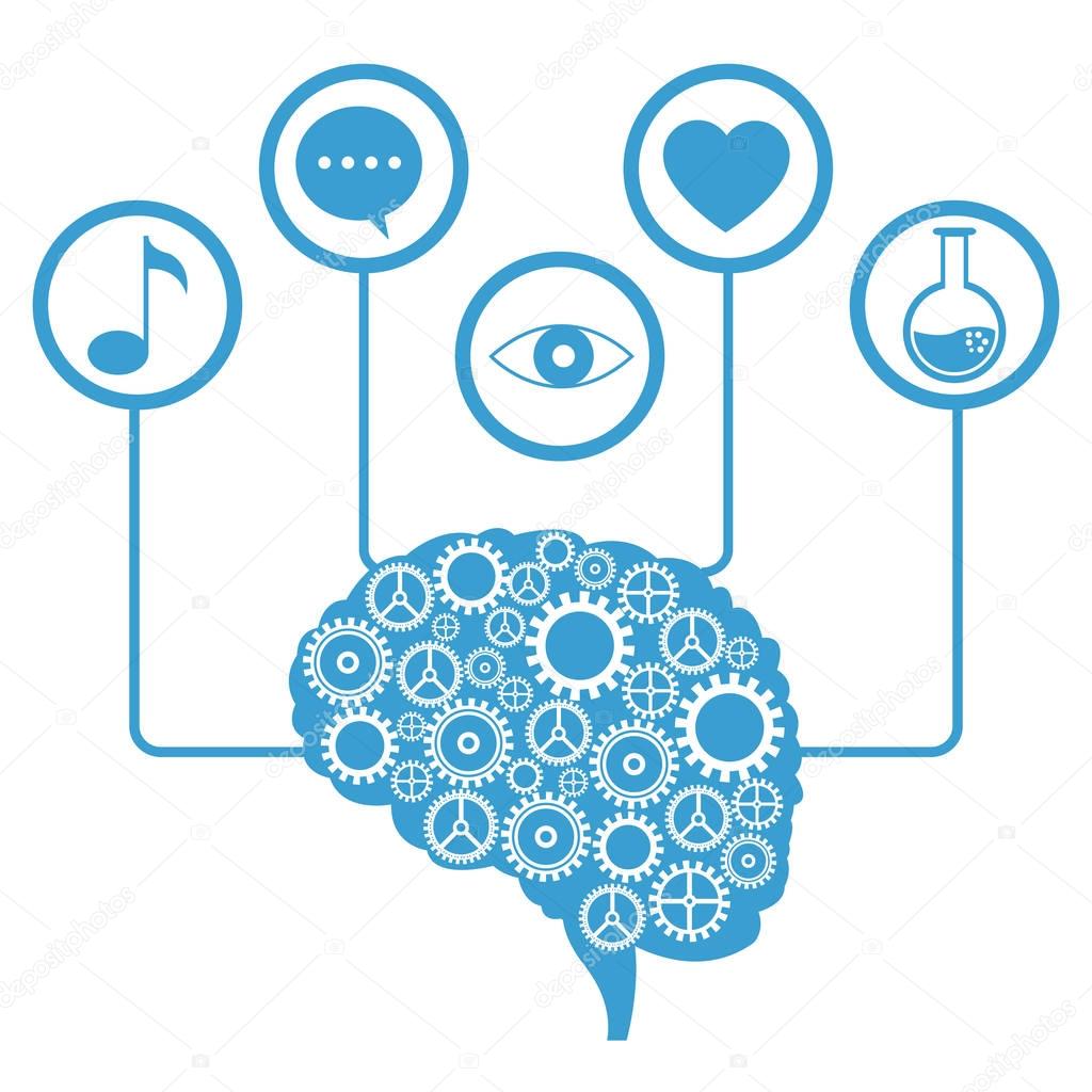 brain human gear learning icons