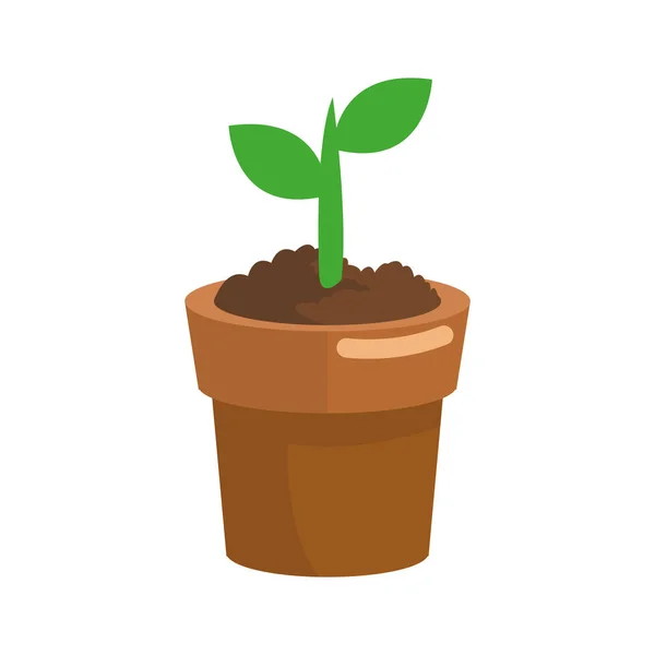 Planta en un icono de olla — Vector de stock