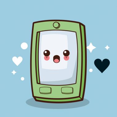 Kawaii smartphone karakter karikatür