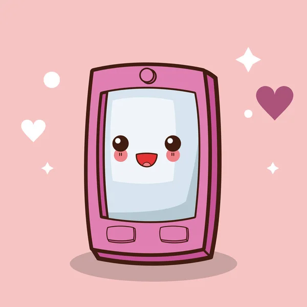 Kawaii smartphone personaje de dibujos animados — Vector de stock